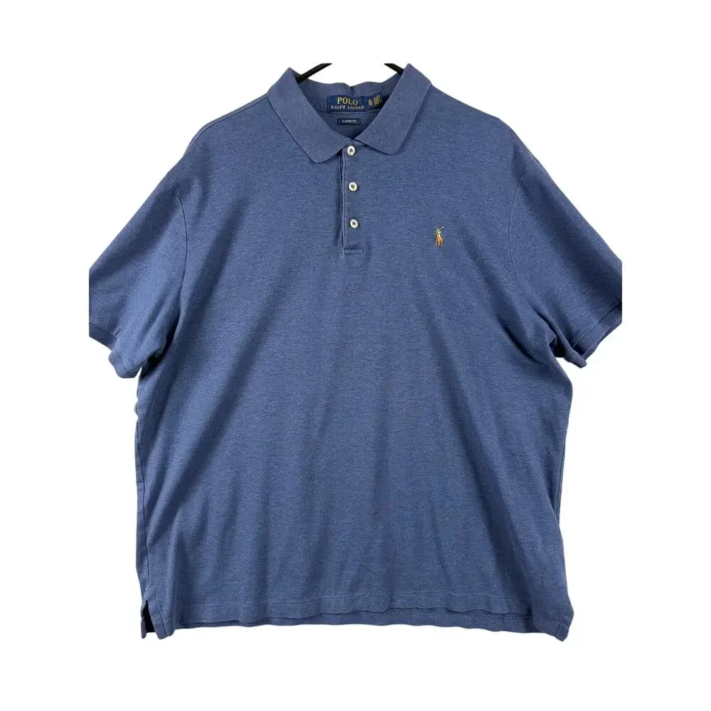 Polo Ralph Lauren Men's Classic Fit Soft Touch Navy Heather Polo - Size XL